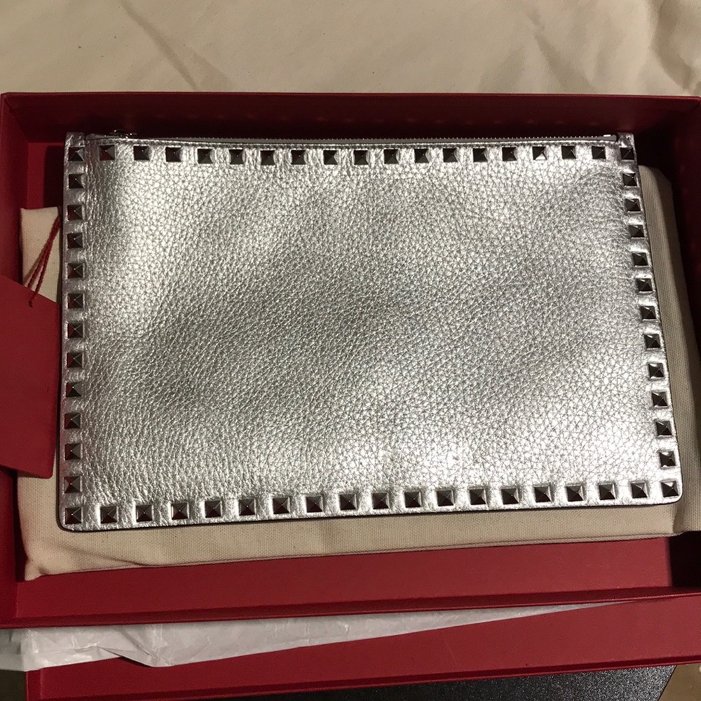 Valentino Garavani Silver Studded Clutch